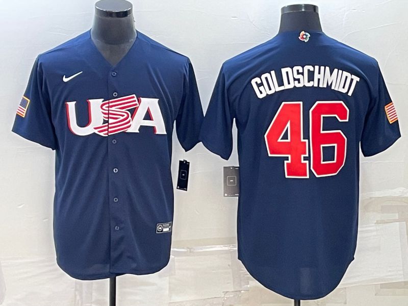 Men 2023 World Cub USA #46 Goldschmidt Blue Nike MLB Jersey6->more jerseys->MLB Jersey